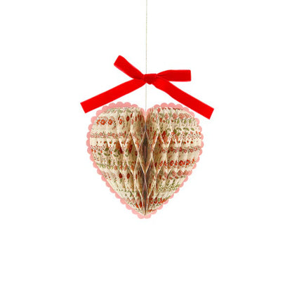 Meri Meri x Liberty Paper Honeycomb Heart Decorations (Set of 3) | Liberty Party Decorations