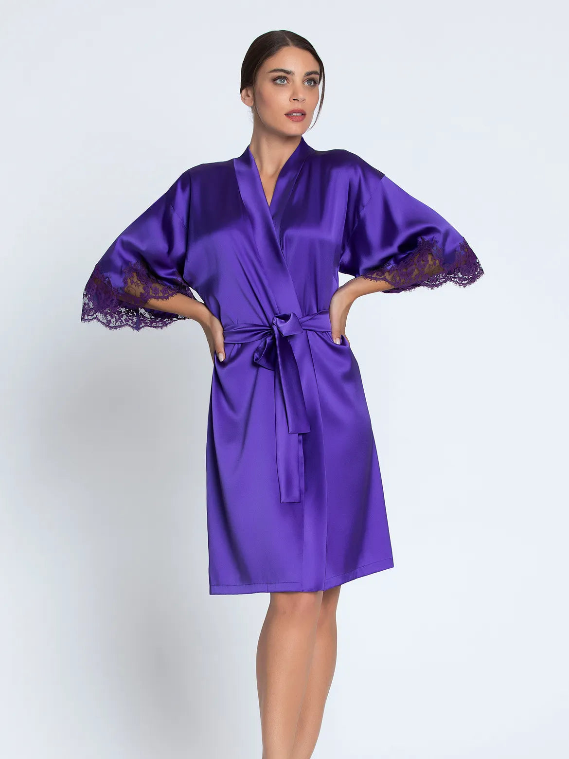Mid-length Negligee Gown in Ocean Bleu