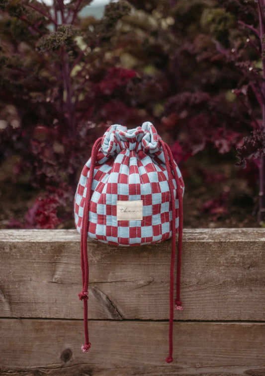 TBCo Blue Cotton Checkerboard Washbag