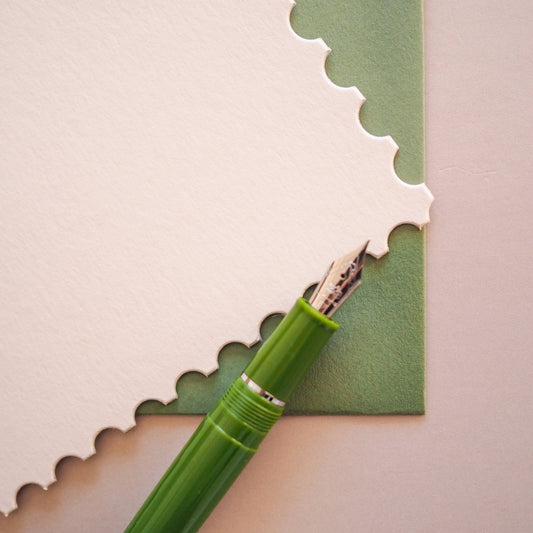 Stamp notecard set beige & green