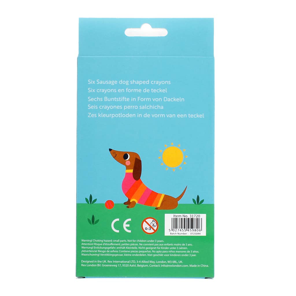 Rex B2B - UK - Dog shaped crayons (set of 6) - Sunny Sausage Dog
