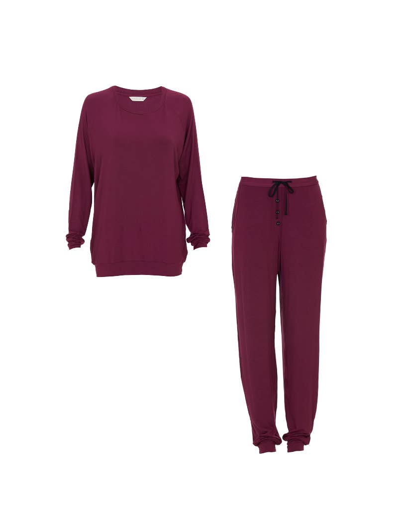 Cyberjammies - Yasmin Burgundy Jersey Slouch Pyjama Set