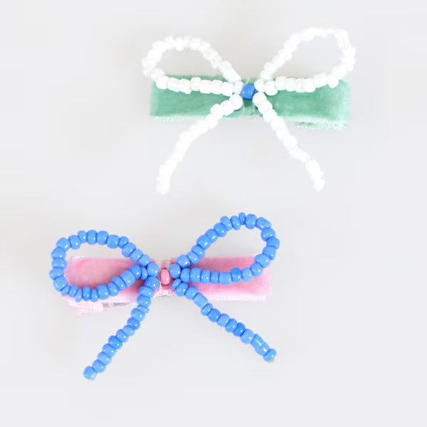 Meri Meri Beaded Bow Hair Clips (Set of 5) | Colourful Beaded Hair Accessories