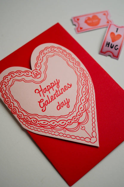 Happy Galentines cake heart card
