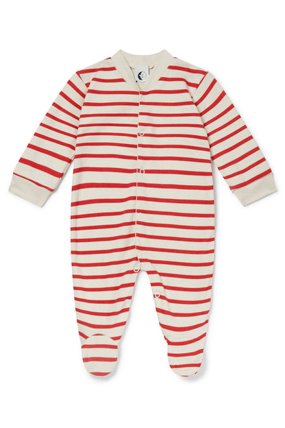 Sleepy Doe -  BABY SLEEPSUIT | RED & OATMEAL BRETON