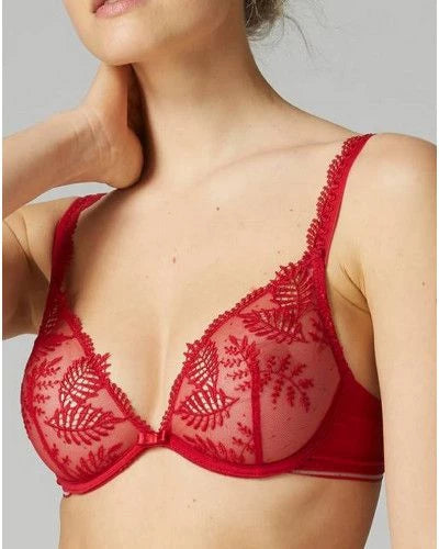 Simone Pérèle Bloom Underwired Triangle Bra – Rouge Opéra
