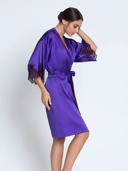 Mid-length Negligee Gown in Ocean Bleu