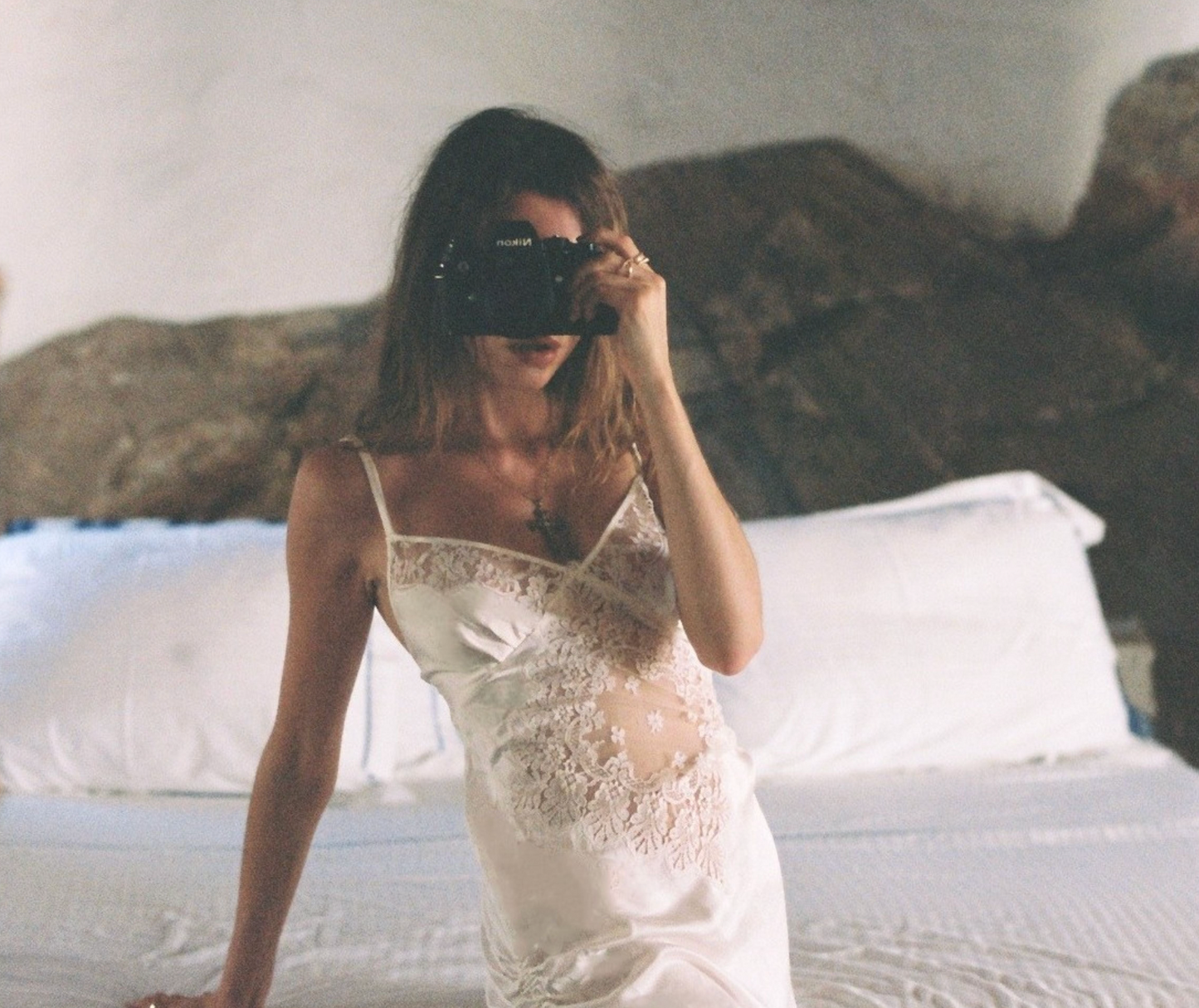 Shelle Belle Couture Florence Silk Slip Dress Ivory