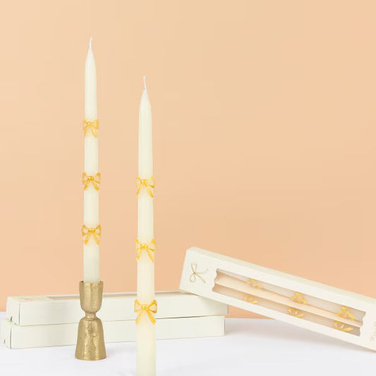 Meri Meri Gold Bow Table Candles x2