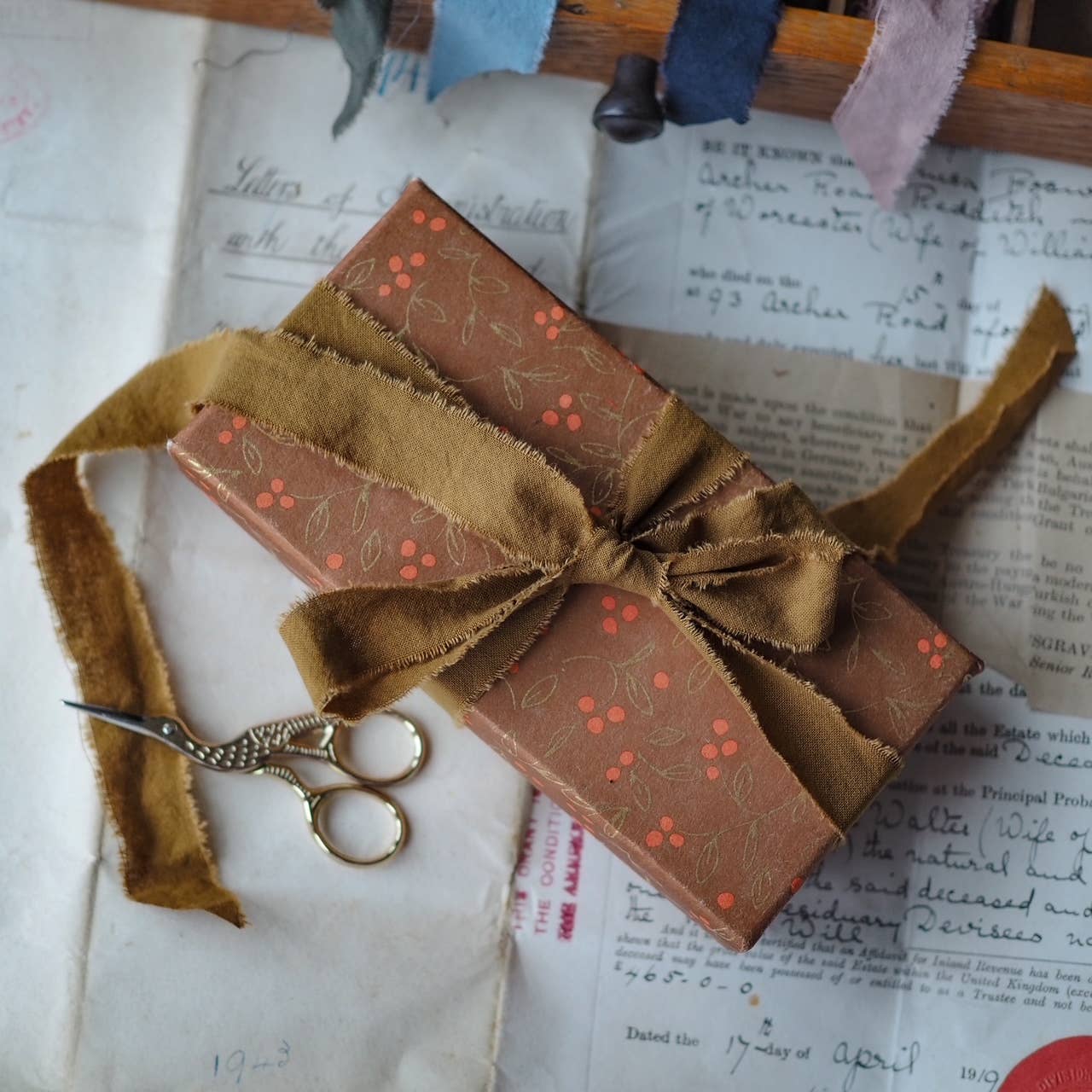 Hand frayed linen ribbon