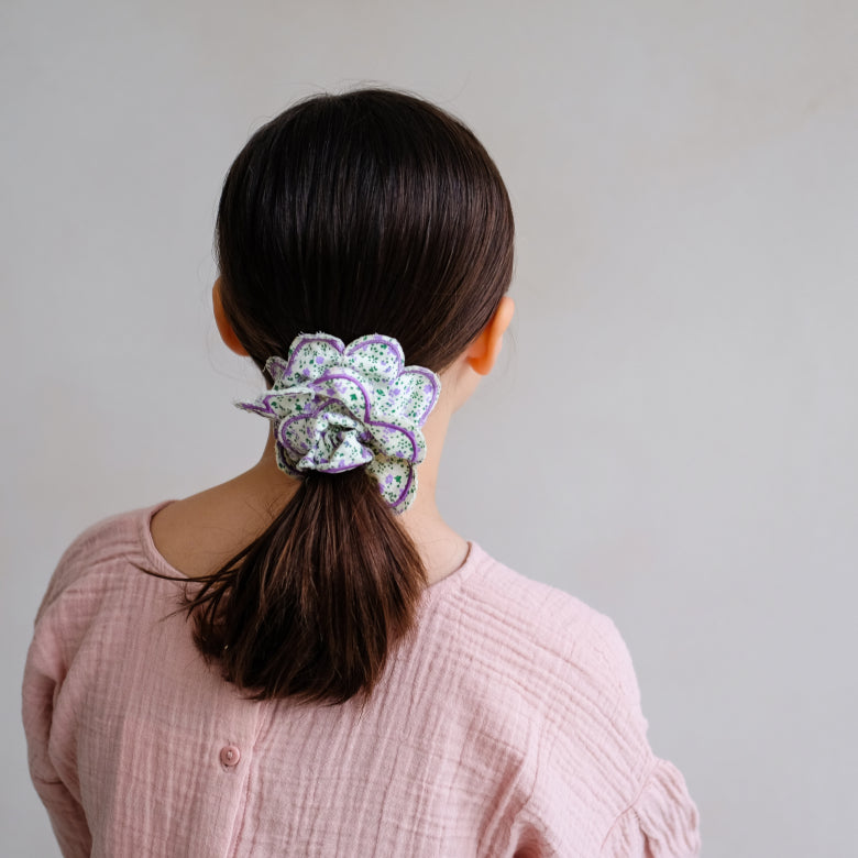 Mimi & Lula Scalloped Floral Scrunchie | Floral Hair Scrunchie for Children