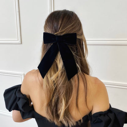Women's Wide Velvet Hair Bow Clip