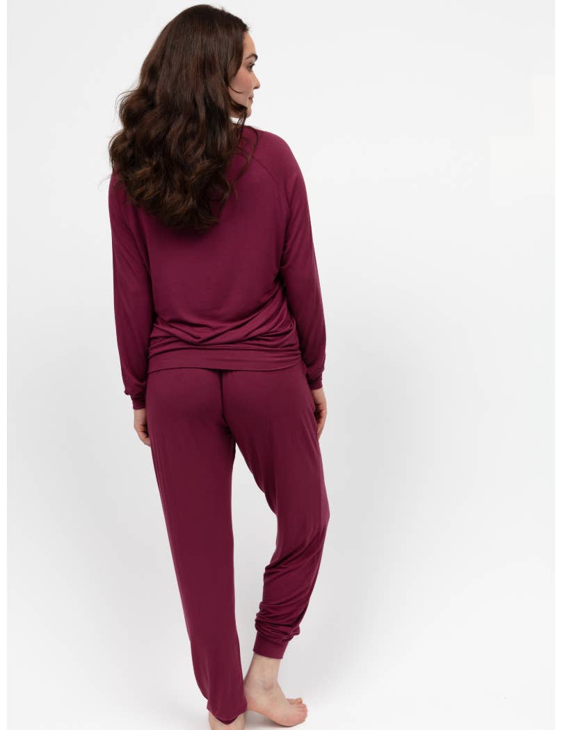 Cyberjammies - Yasmin Burgundy Jersey Slouch Pyjama Set
