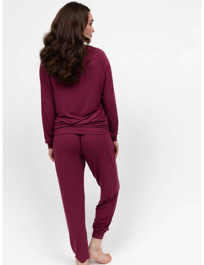Cyberjammies - Yasmin Burgundy Jersey Slouch Pyjama Set
