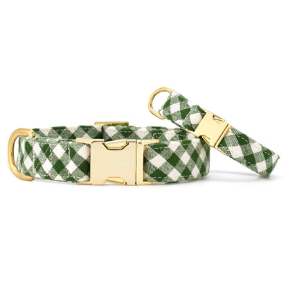The Foggy Dog - HTH x TFD Mini Gingham Hunter Green Dog Collar