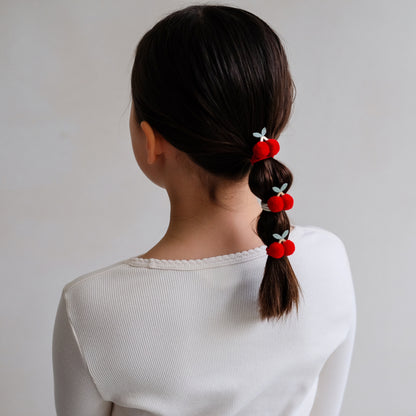 Mimi & Lula Pom Pom Cherries Ponies | Cherry Hair Bobbles for Children