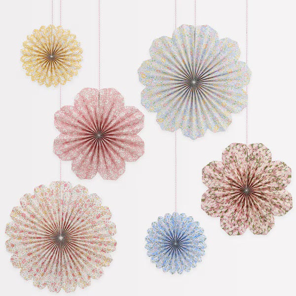 Meri Meri x Liberty Paper Pinwheel Decorations (Set of 6) | Liberty Party Decorations