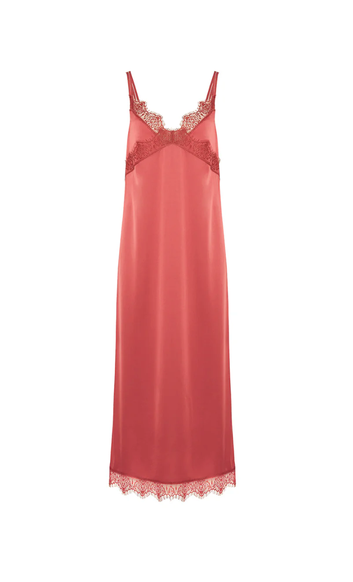 Simone Perele Satin Secrets Long Night Dress Quartz Pink