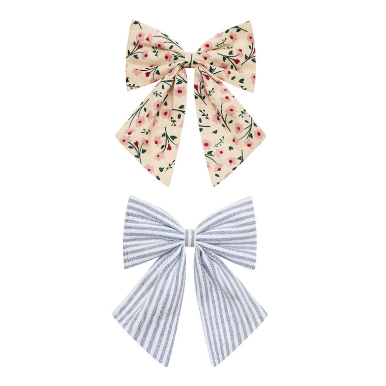 Mimi & Lula Agnes Bow Pack | Floral & Stripe Hair Bows for Children