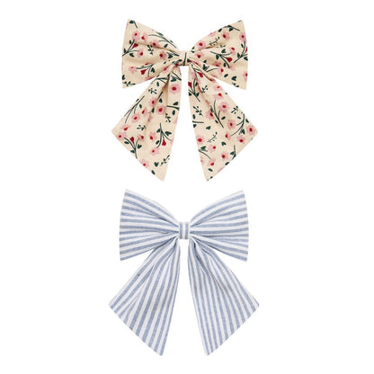 Mimi & Lula Agnes Bow Pack | Floral & Stripe Hair Bows for Children
