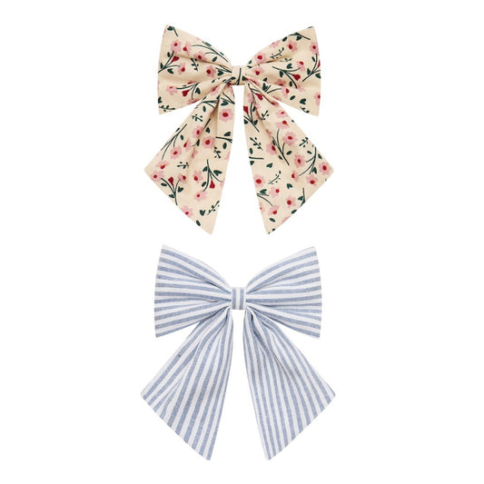 Mimi & Lula Agnes Bow Pack | Floral & Stripe Hair Bows for Children