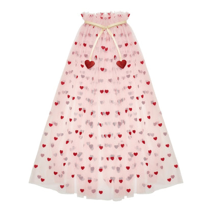 Mimi & Lula Heart Tulle Cape | Children’s Heart Print Dress Up Cape