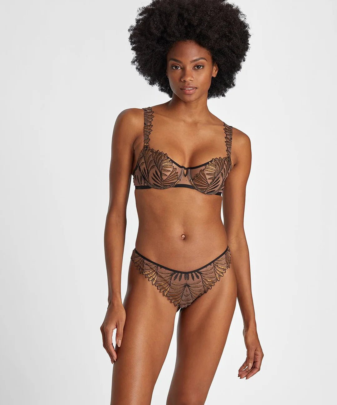 Aubade x Iris van Herpen Sensory Illusion Half-Cup Bra in Golden Leaves | 32F