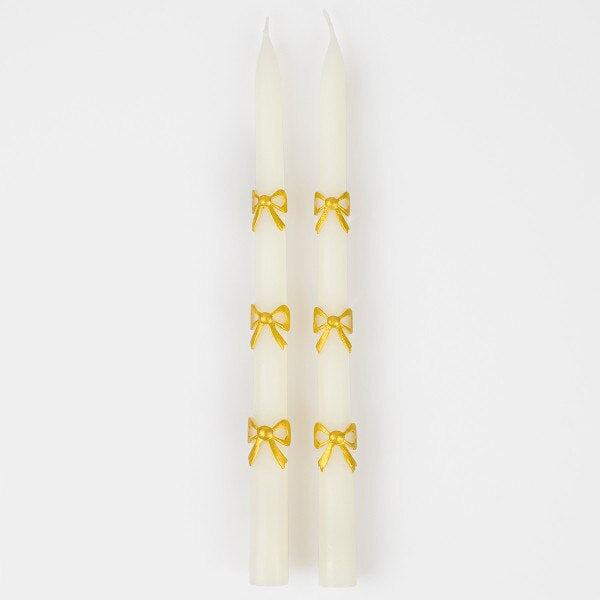 Meri Meri Gold Bow Table Candles x2