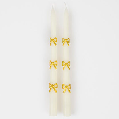 Meri Meri Gold Bow Table Candles x2