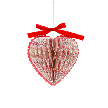 Meri Meri x Liberty Paper Honeycomb Heart Decorations (Set of 3) | Liberty Party Decorations