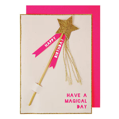Meri Meri Magic Wand Birthday Card | Magical Birthday Card with Wand