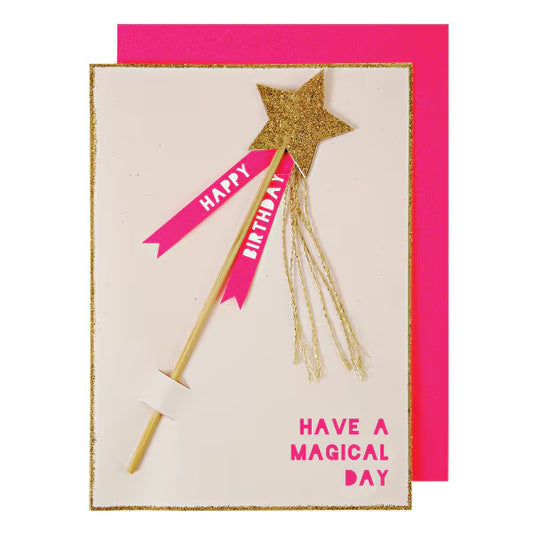 Meri Meri Magic Wand Birthday Card | Magical Birthday Card with Wand