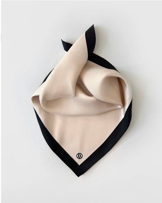 Lescarf 50cm Border Print Scarf - Sand