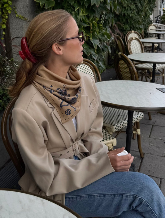 Lescarf 65cm Double sided Cappuccino Wool-Silk Scarf.