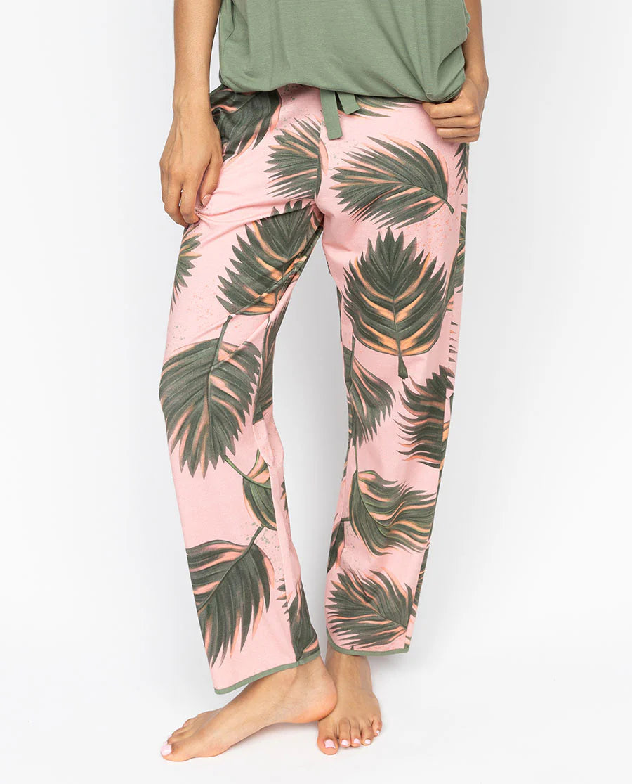 Cyberjammies Lea Sage Green Slouch Jersey pyjamas leaf print