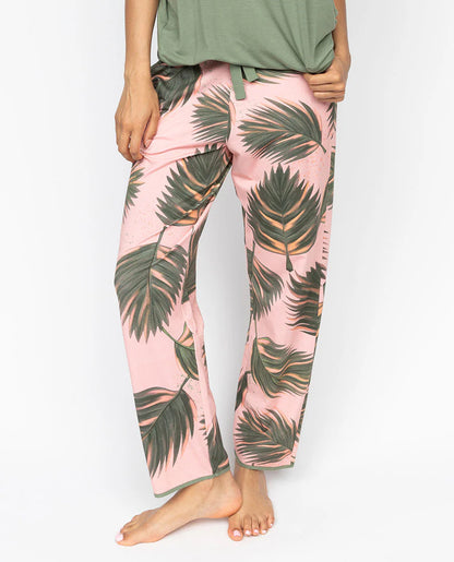 Cyberjammies Lea Sage Green Slouch Jersey pyjamas leaf print