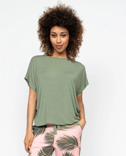 Cyberjammies Lea Sage Green Slouch Jersey pyjamas leaf print