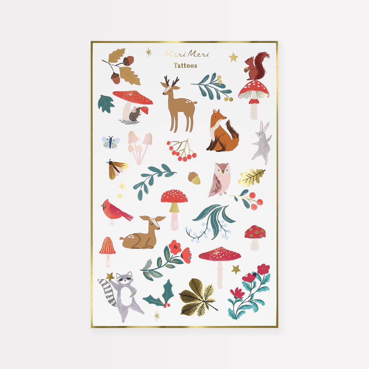 Meri Meri Woodland Tattoo Sheets (x2 sheets)