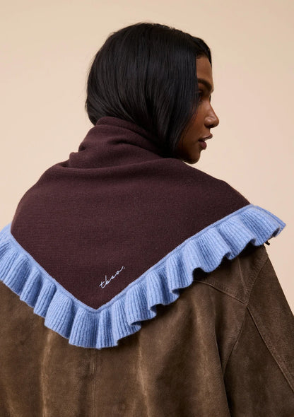 NEW ARRIVAL  TBCo Large Merino Wool Triangle Scarf – Brown Ruffle