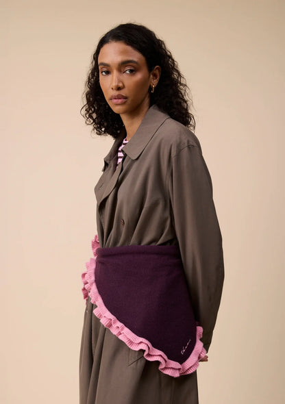 NEW ARRVAL. TBCo Merino Wool Triangle Scarf – Fig Double Ruffle