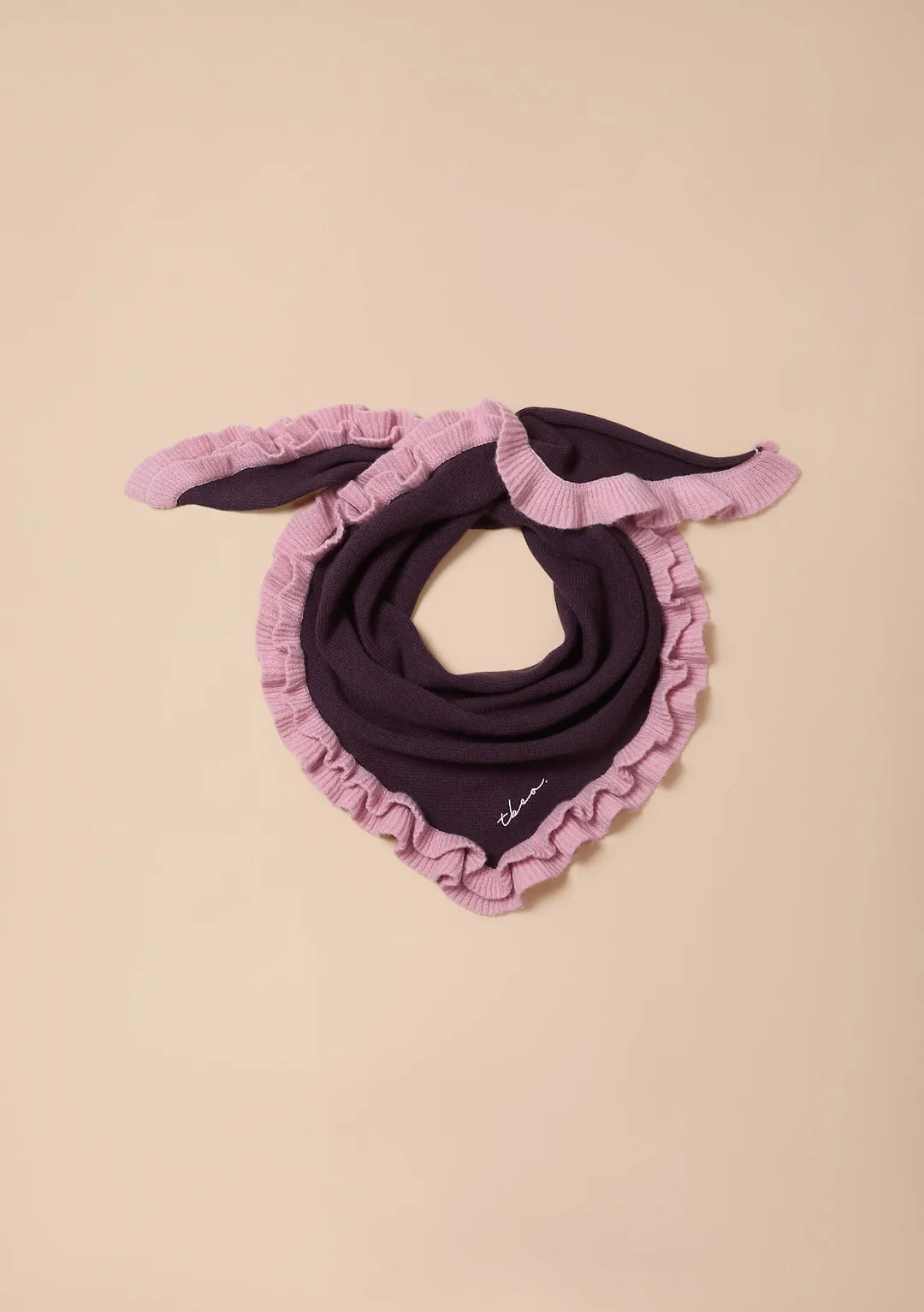 NEW ARRVAL. TBCo Merino Wool Triangle Scarf – Fig Double Ruffle
