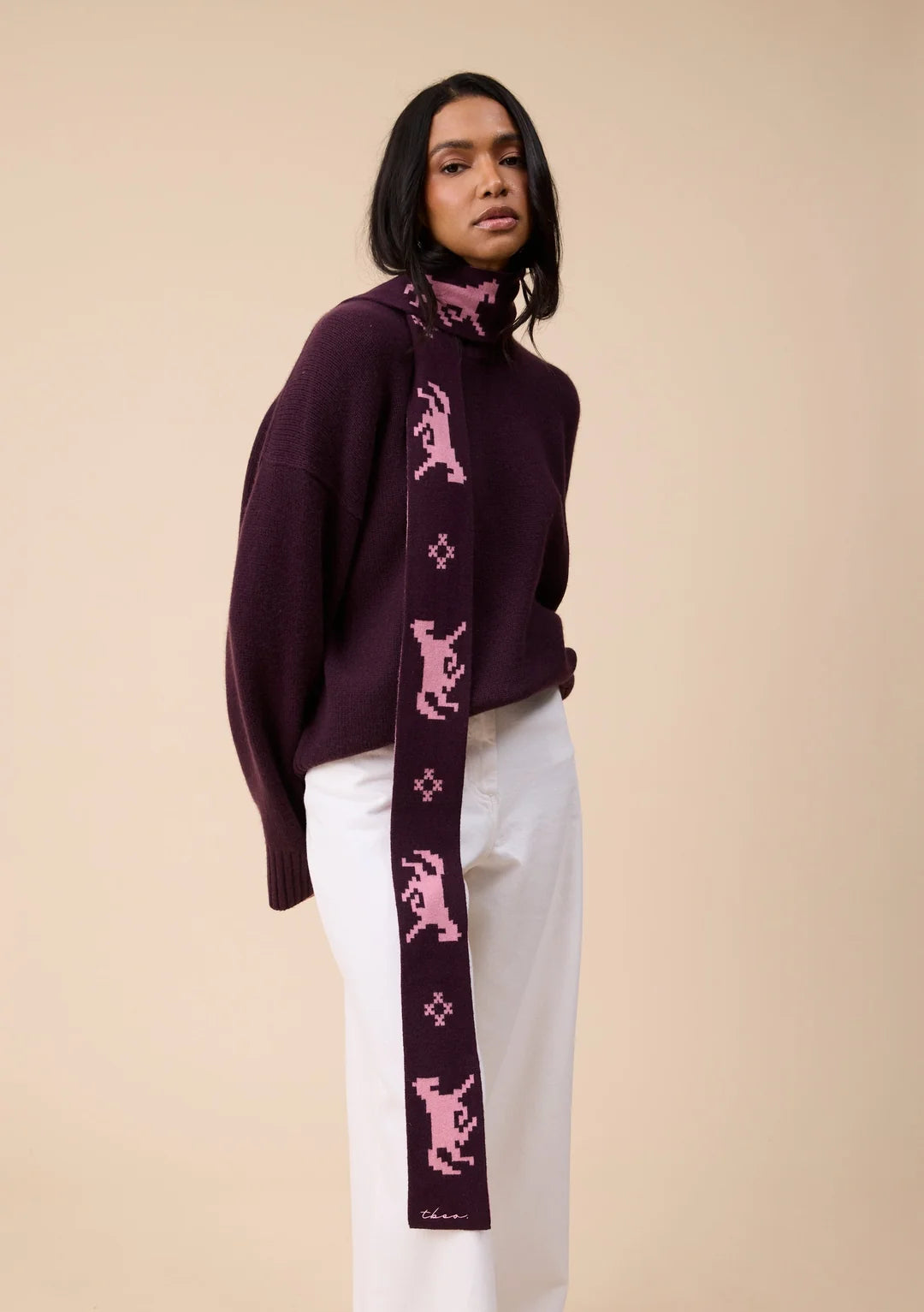 NEW ARRIVAL TBCo Merino Wool Skinny Scarf – Burgundy Gallop