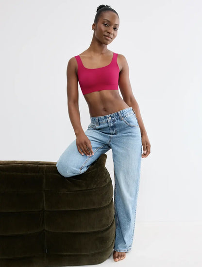Sloggi ZERO Feel Top | Seamless Wireless Bra top | Red & Nude