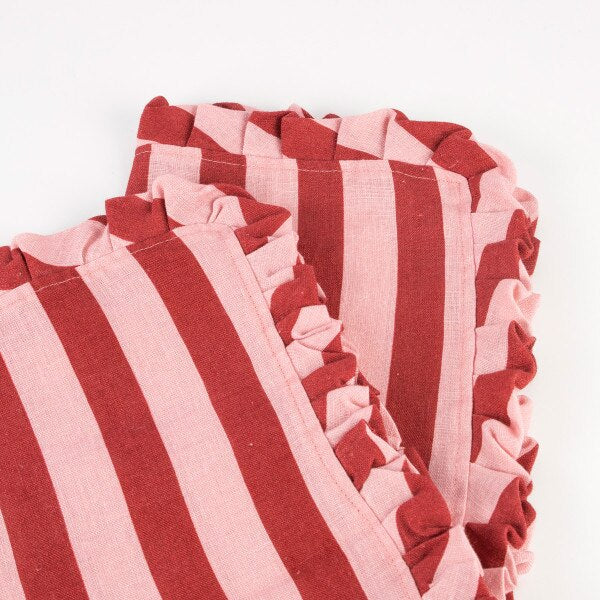 Pink & Burgandy Frill linen napkins
