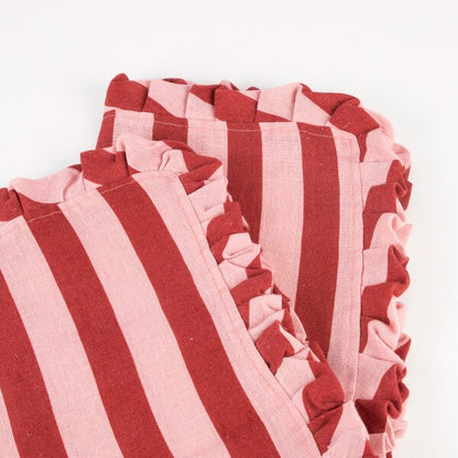 Pink & Burgandy Frill linen napkins