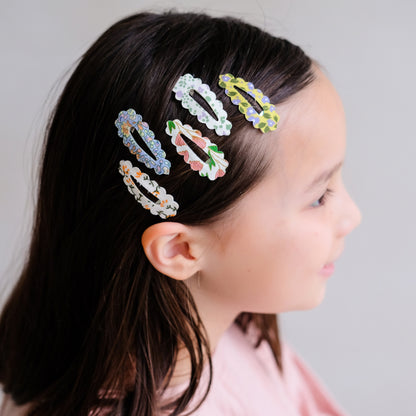Mimi & Lula Spring Scalloped Clic Clacs | Floral Hair Clips for Childre