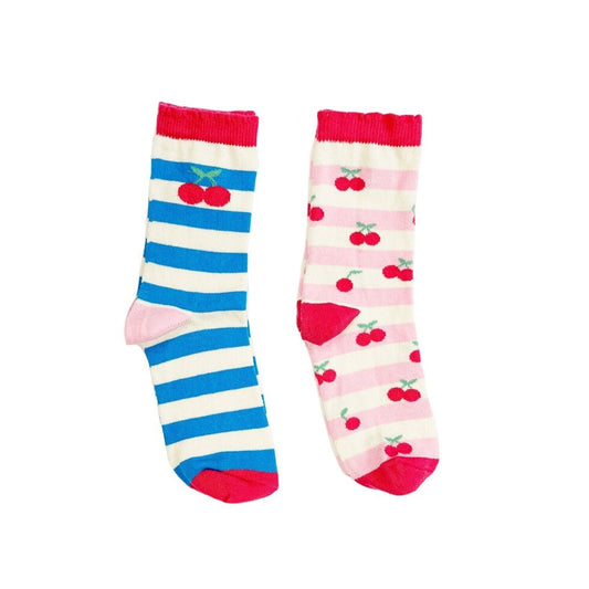 Rockahula Cherry stripe 2 pack socks size 9-12 /3-5 years