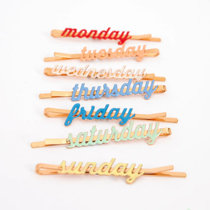 Meri Meri Set Of 8 Enamel Week Day Hair Slides