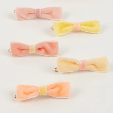 Meri Meri Set Of 10 Velvet Pastel Bow Mini Hair Clips