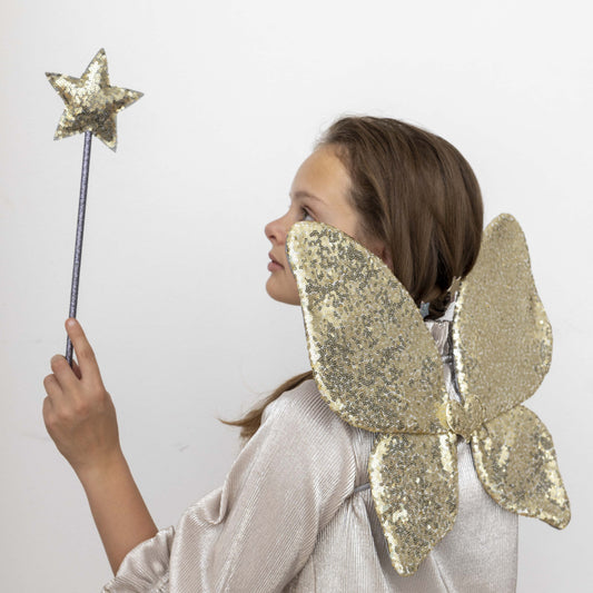 MIMI & LULA Fabulous Gold Sparkle Sequin Wings